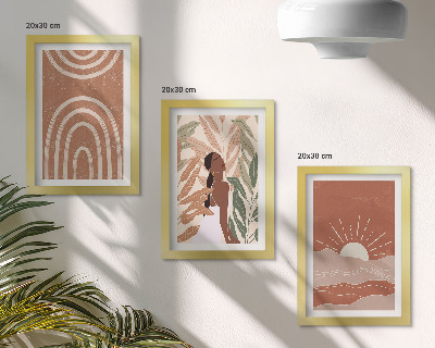 3-piece wall art set Boho abstract shapes and illustrations