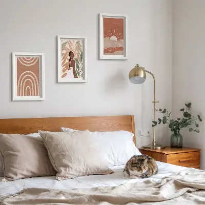 Boho abstract shapes and illustrations wall art set 3-piece set