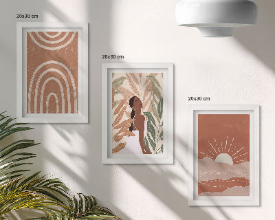 3-piece wall art set Boho abstract shapes and illustrations