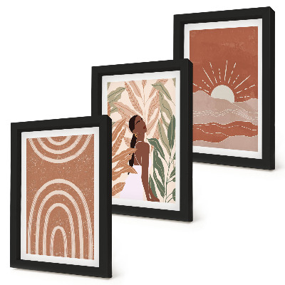 3-piece wall art set Boho abstract shapes and illustrations