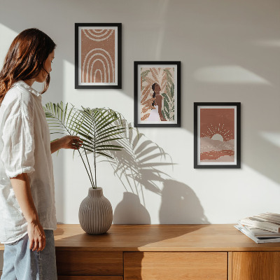 3-piece wall art set Boho abstract shapes and illustrations