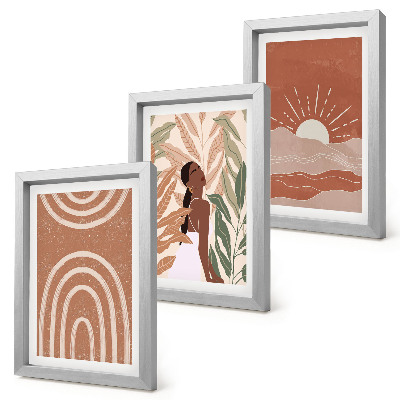 3-piece wall art set Boho abstract shapes and illustrations