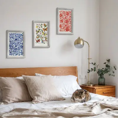 Photo frame wall set with vintage flowers butterflies and ornaments posters