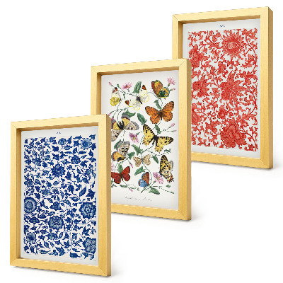 Photo frame wall Vintage flowers butterflies and ornaments posters