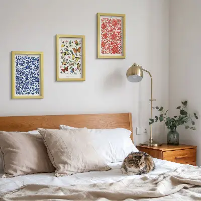 Photo frame wall set with vintage flowers butterflies and ornaments posters