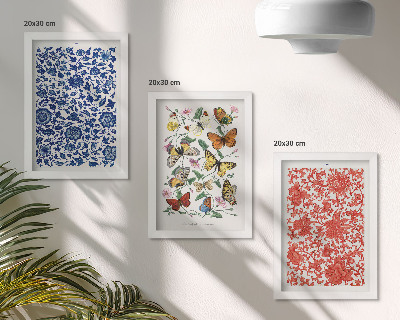 Photo frame wall Vintage flowers butterflies and ornaments posters