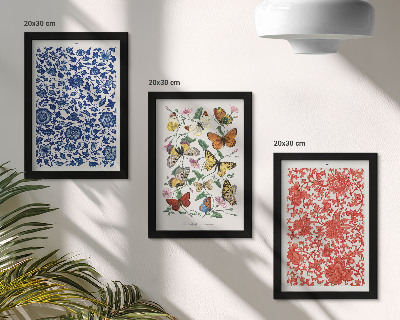 Photo frame wall Vintage flowers butterflies and ornaments posters