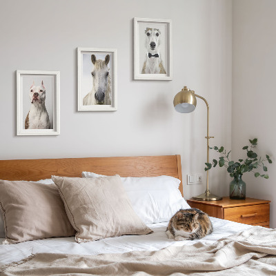 3-piece wall art set Interesting portraits of dogs and horses in an elegant style
