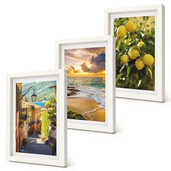 Framed triptych Picturesque streets, sea, beach and citrus trees