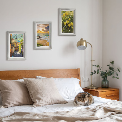 Framed triptych Picturesque streets, sea, beach and citrus trees