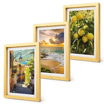 Framed triptych Picturesque streets, sea, beach and citrus trees