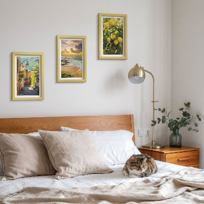 Framed triptych Picturesque streets, sea, beach and citrus trees