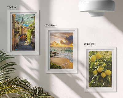 Framed triptych Picturesque streets, sea, beach and citrus trees