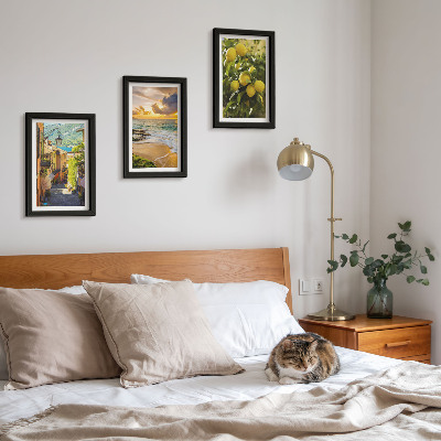 Framed triptych Picturesque streets, sea, beach and citrus trees