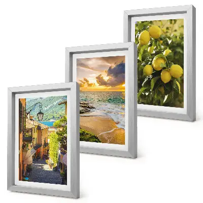 Framed triptych featuring picturesque streets, sea, beach, and citrus trees
