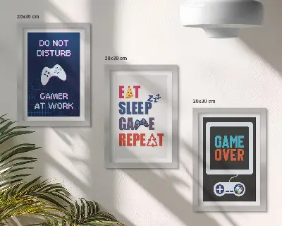 3-piece wall art set entertainment-themed player posters