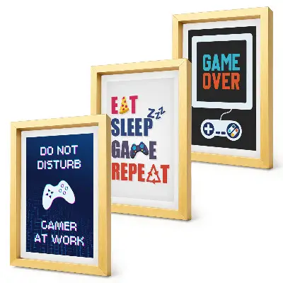 3-piece wall art set entertainment-themed player posters