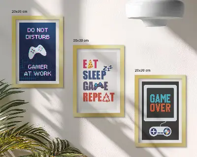 3-piece wall art set entertainment-themed player posters