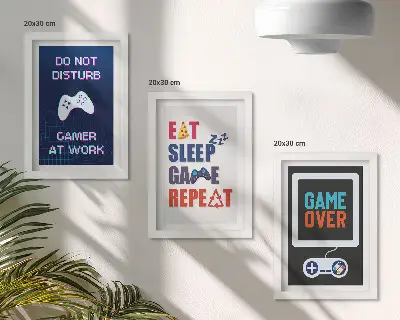 3-piece wall art set entertainment-themed player posters