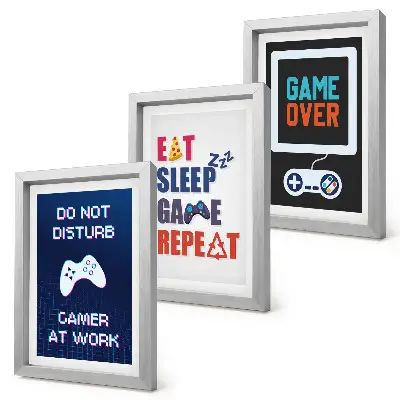 3-piece wall art set entertainment-themed player posters