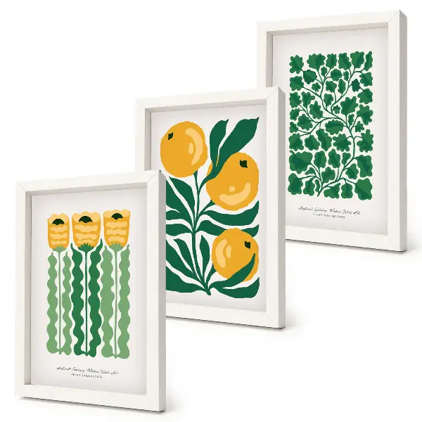Photo frame wall with botanical flower and leaf posters