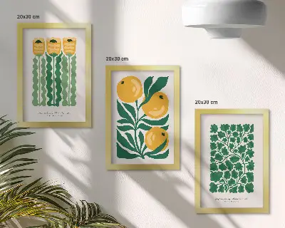Photo frame wall with botanical flower and leaf posters