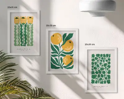 Photo frame wall with botanical flower and leaf posters