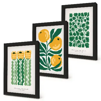 Photo frame wall with botanical flower and leaf posters