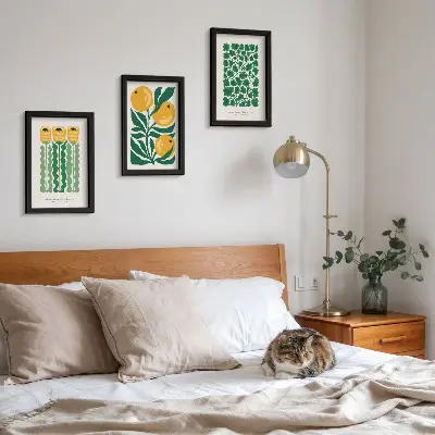 Photo frame wall with botanical flower and leaf posters