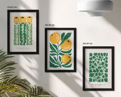 Photo frame wall with botanical flower and leaf posters
