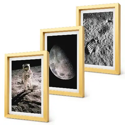 Photo frame wall featuring an astronaut on the moon footprint