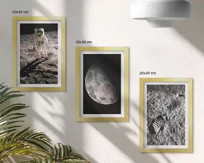 Photo frame wall featuring an astronaut on the moon footprint