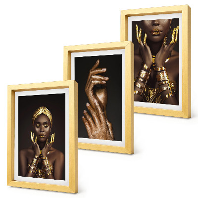 Framed triptych Elegant portraits of an African woman