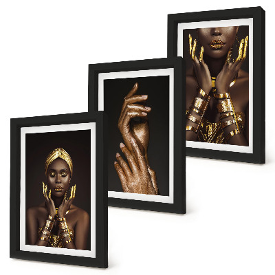 Framed triptych Elegant portraits of an African woman