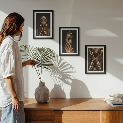 Framed triptych Elegant portraits of an African woman