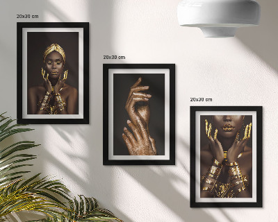 Framed triptych Elegant portraits of an African woman
