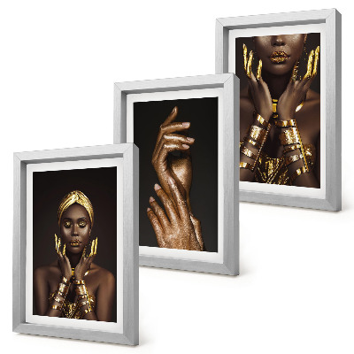 Framed triptych Elegant portraits of an African woman