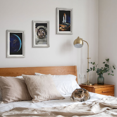 3-piece wall art set Space views with Earth, astronaut, and rocket
