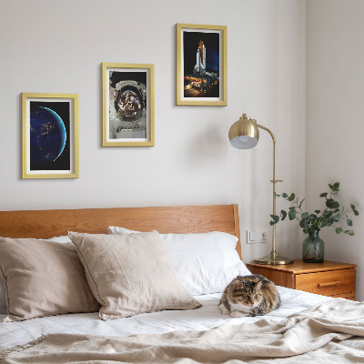 3-piece wall art set Space views with Earth, astronaut, and rocket