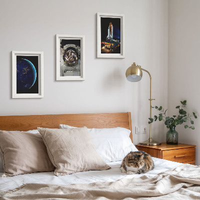 3-piece wall art set Space views with Earth, astronaut, and rocket