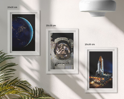 3-piece wall art set Space views with Earth, astronaut, and rocket