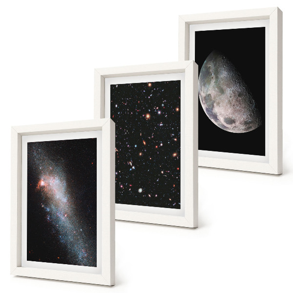 Photo frame wall Space galaxy stars and full moon
