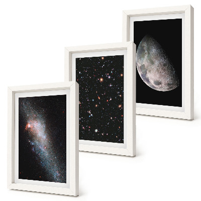 Photo frame wall Space galaxy stars and full moon