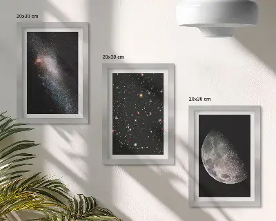 Photo frame wall with a space galaxy stars and full moon design