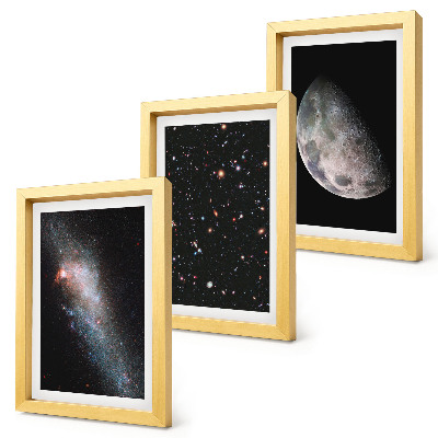 Photo frame wall Space galaxy stars and full moon