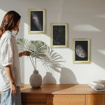 Photo frame wall Space galaxy stars and full moon