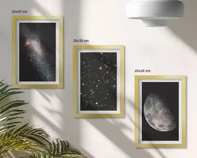 Photo frame wall with a space galaxy stars and full moon design