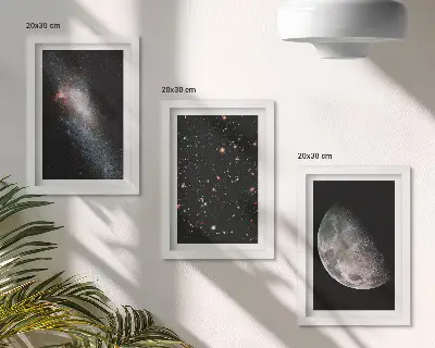 Photo frame wall with a space galaxy stars and full moon design
