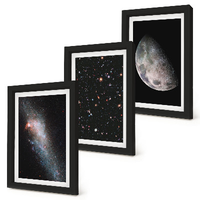 Photo frame wall Space galaxy stars and full moon