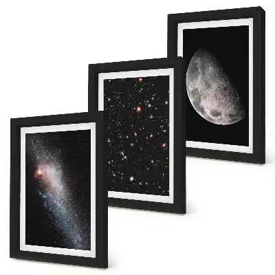 Photo frame wall with a space galaxy stars and full moon design